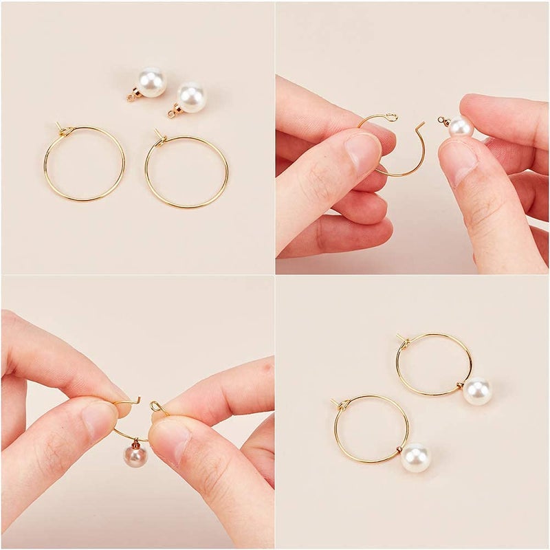 UNICRAFTALE 100pcs 0.79"/20mm Metal Stainless Steel Hoop Earring Golden Wine Glass Charm Rings 0.03"/0.7mm Pin Small Earring Beading Hoop for Women Dangle Hoops Earrings Making - Image 4